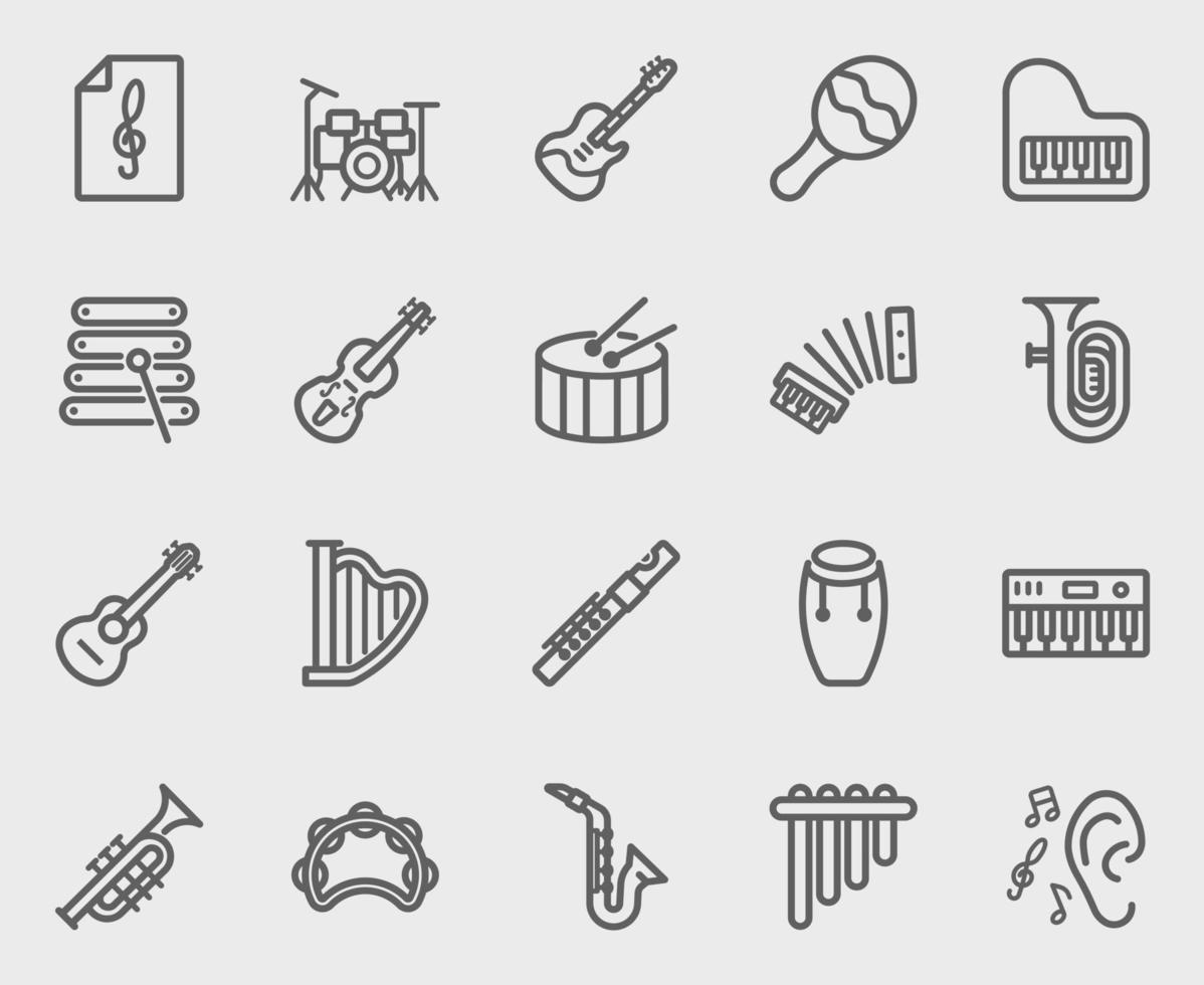 Musical Instrument line icons set vector