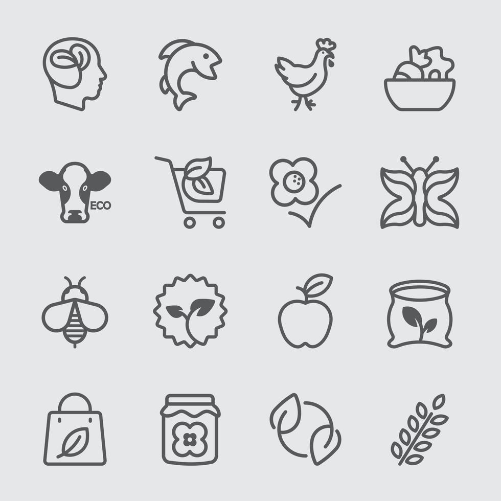 Organic line icons set vector