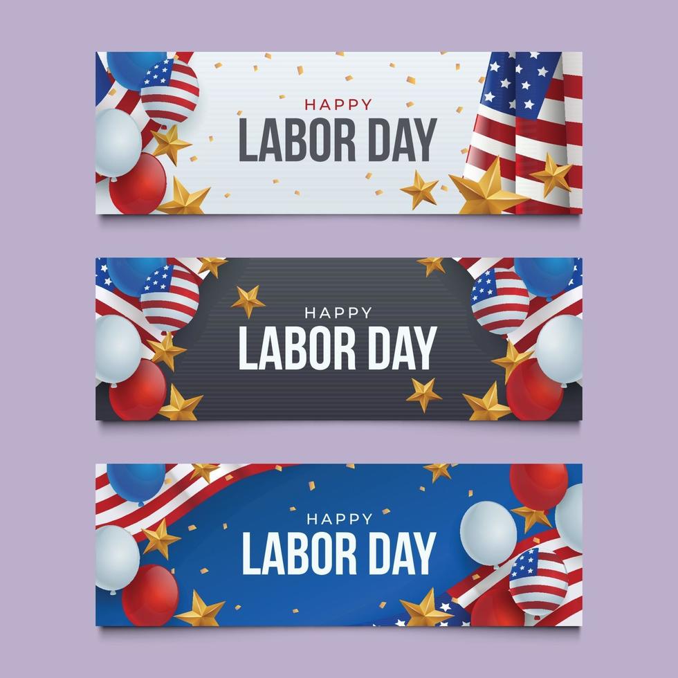 Set of Labor Day Greeting Banner vector