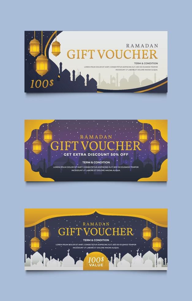 Set of Ramadan Gift Voucher Discount vector