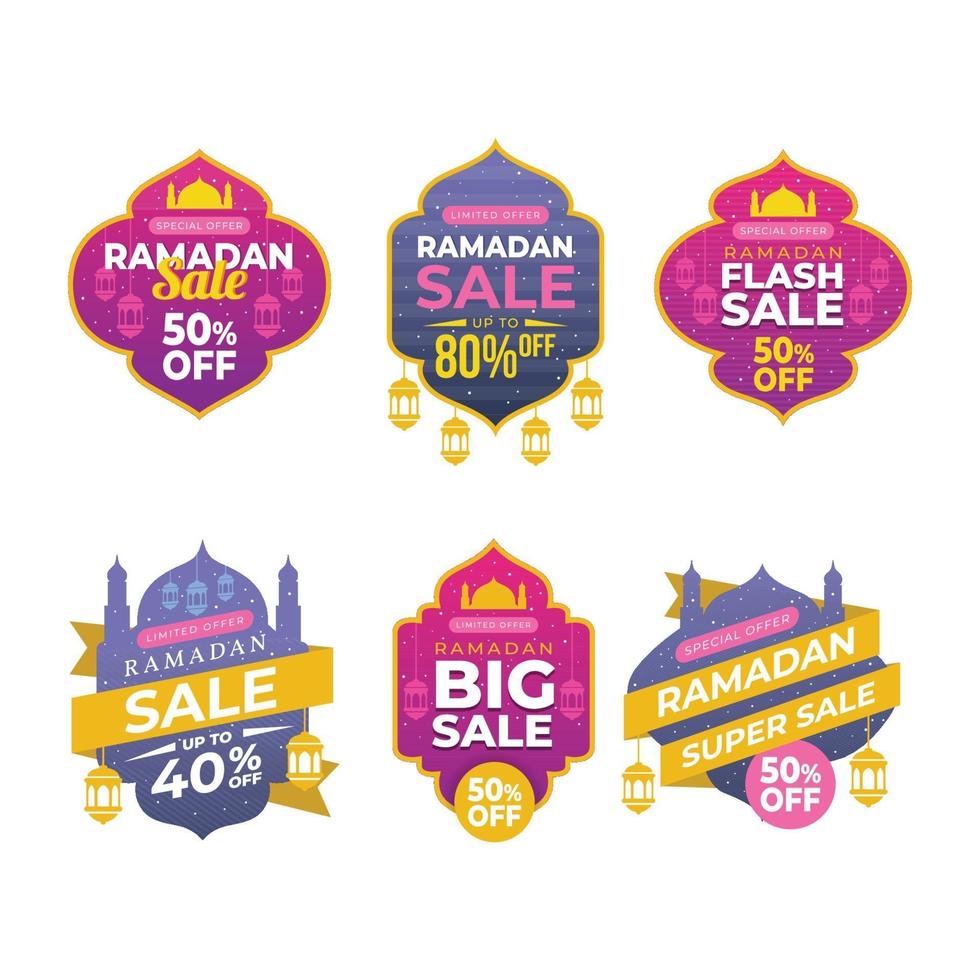 Set of Ramadan Sale Label vector