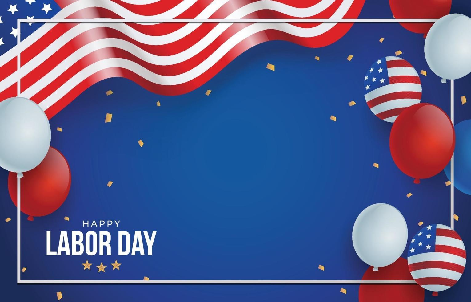 Happy Labor Day Background with Flag and Balloon vector