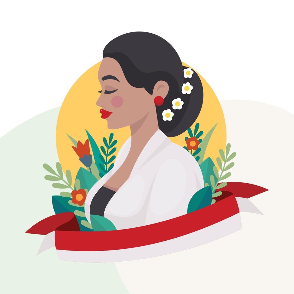 Celebre el día de kartini con decoración floral. vector