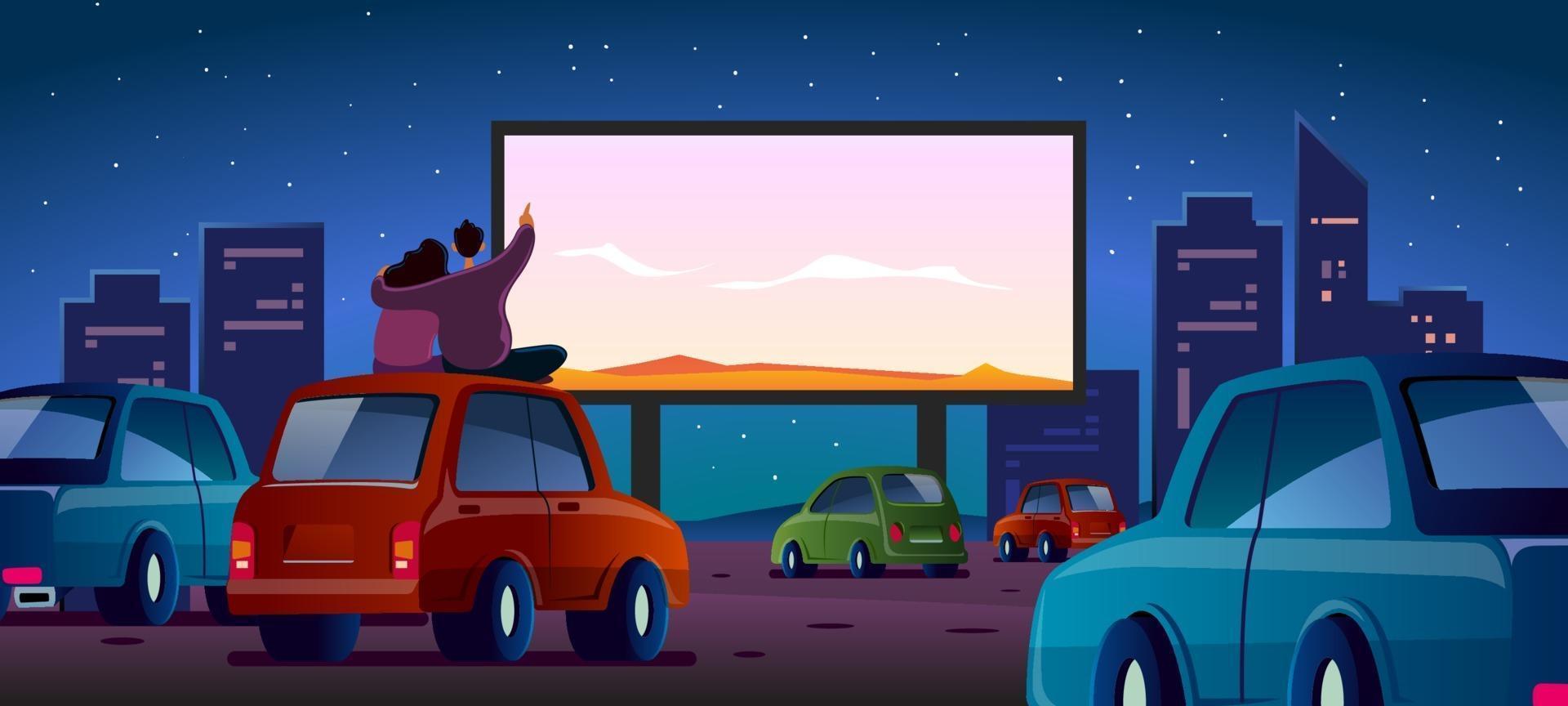 Watch A Movie in The Car vector