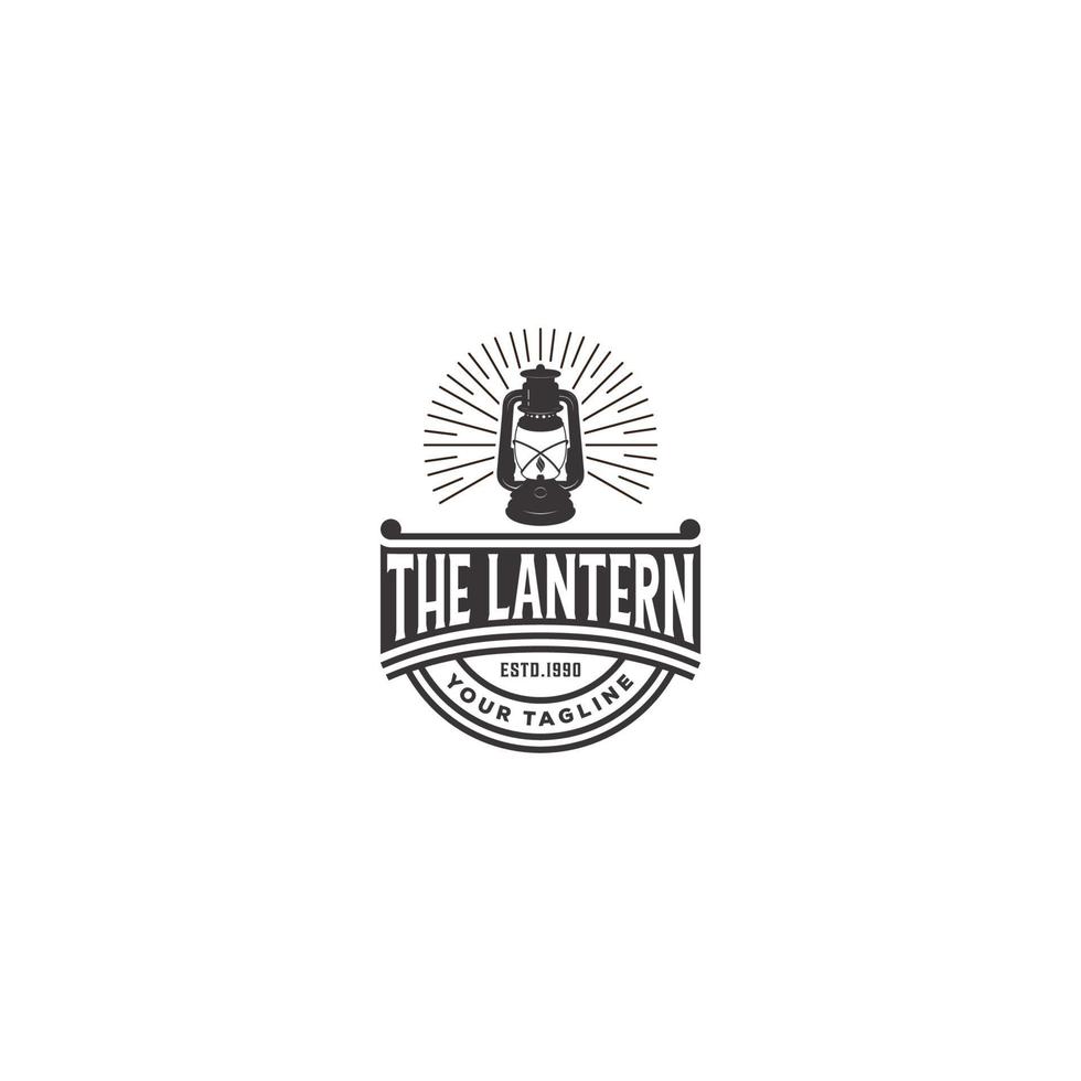 Logotipo de linterna con ilustración de linterna y con fondo blanco. vector