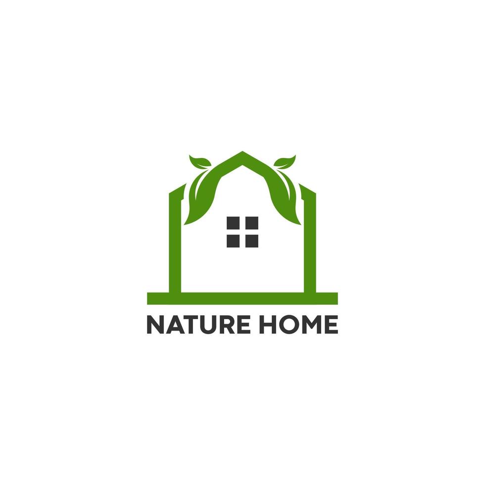 logo of a natural house with a roof using leaves vector