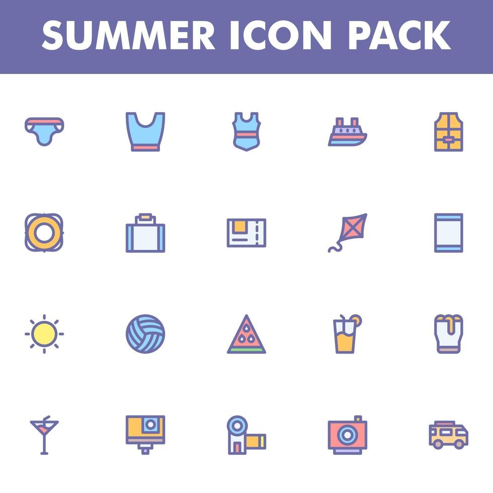 paquete de iconos de verano sobre fondo blanco vector