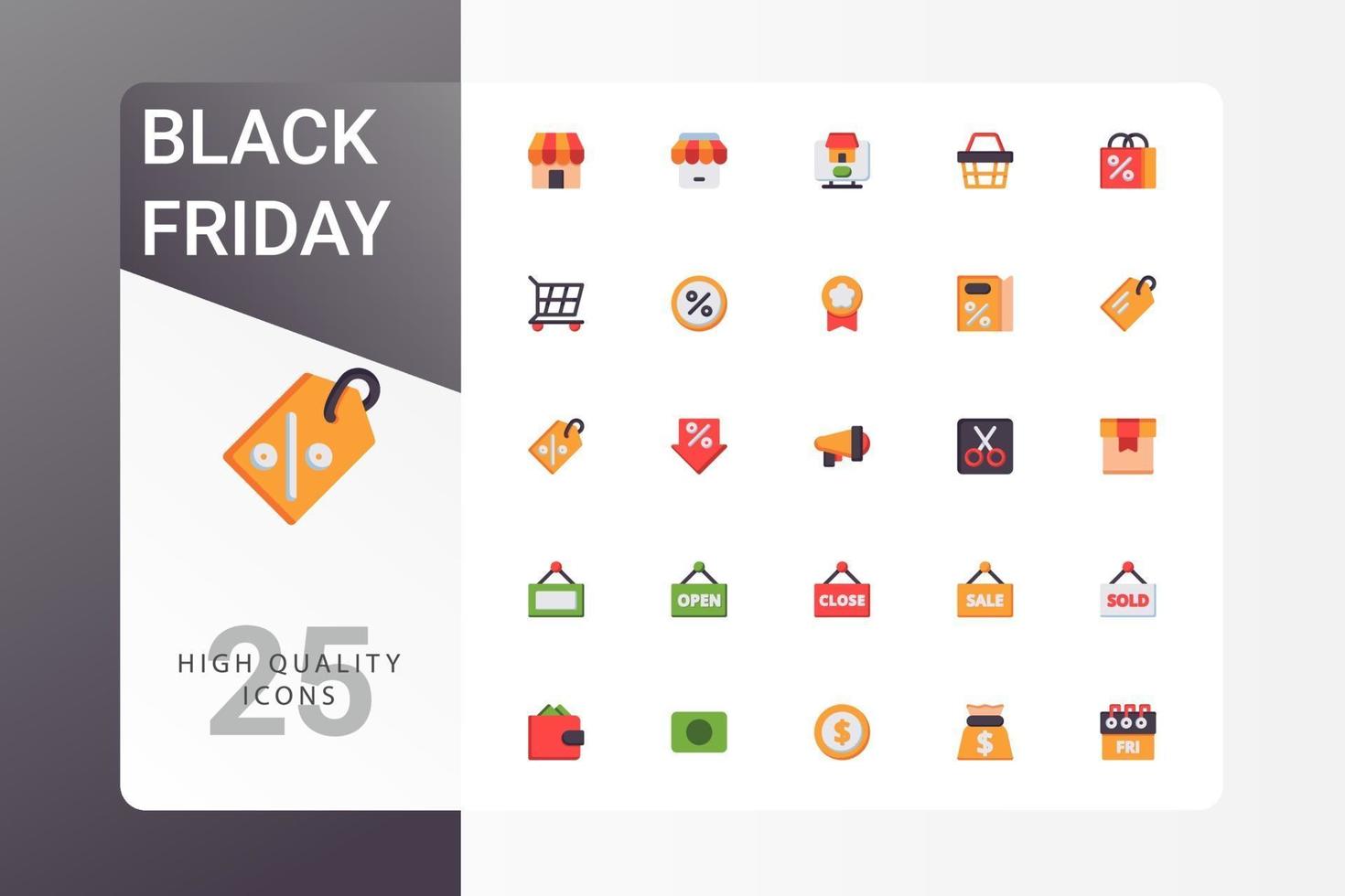 Black Friday icon pack on white background vector