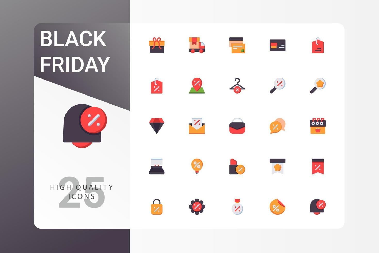 Black Friday icon pack on white background vector