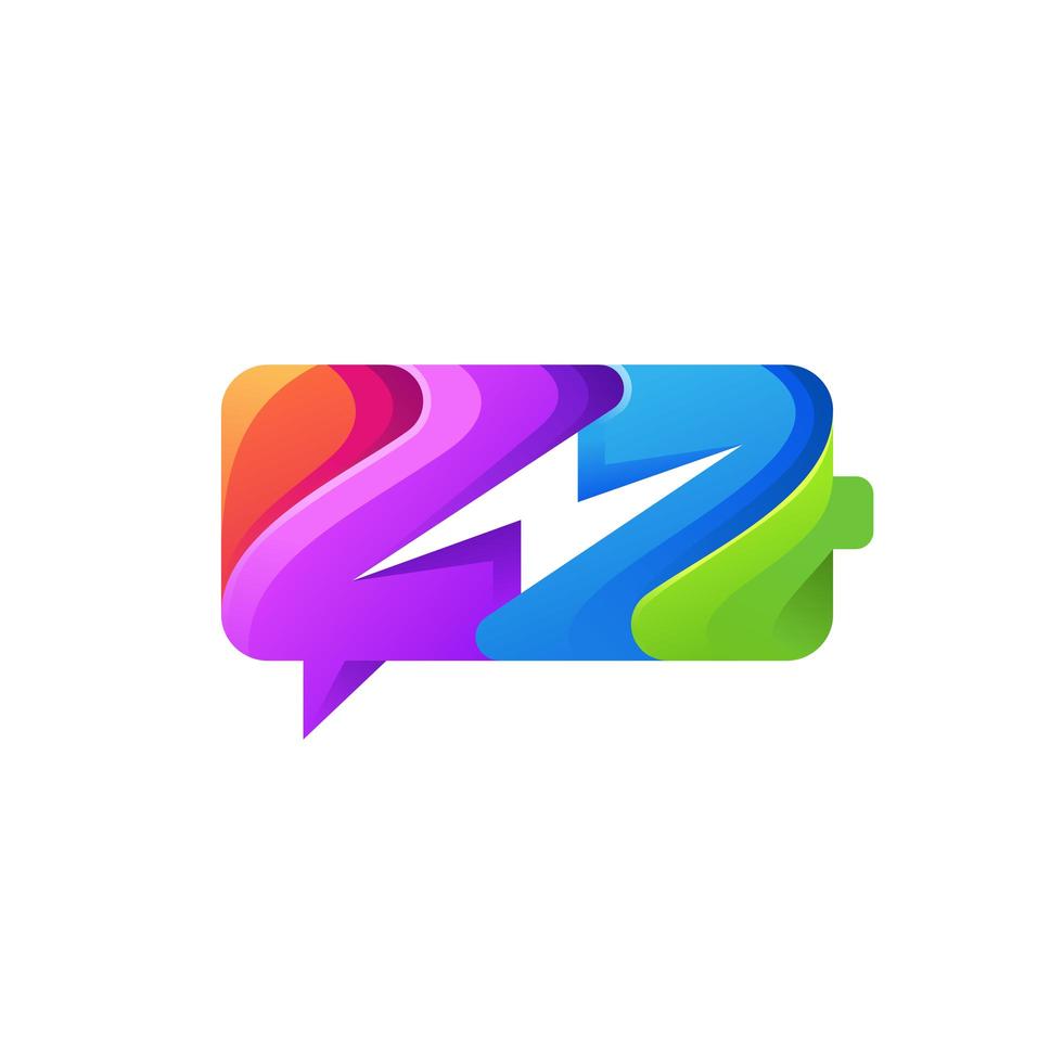 Chat Battery Logo design vector illustration