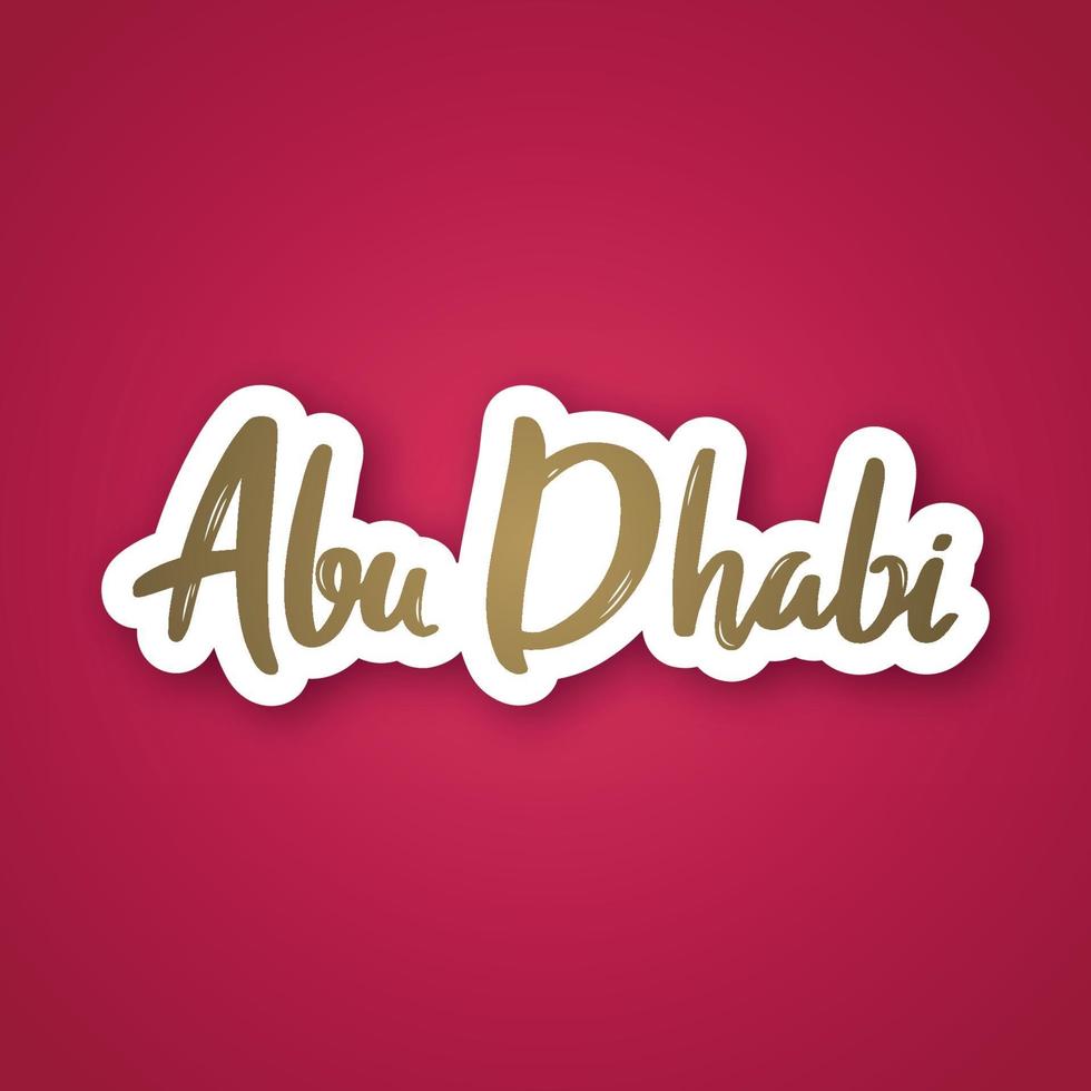 Abu Dhabi - hand drawn lettering name of United Arab Emirates city. vector