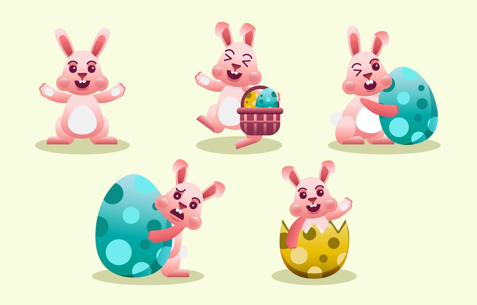 Easter Pink Bunny Character Collection vector