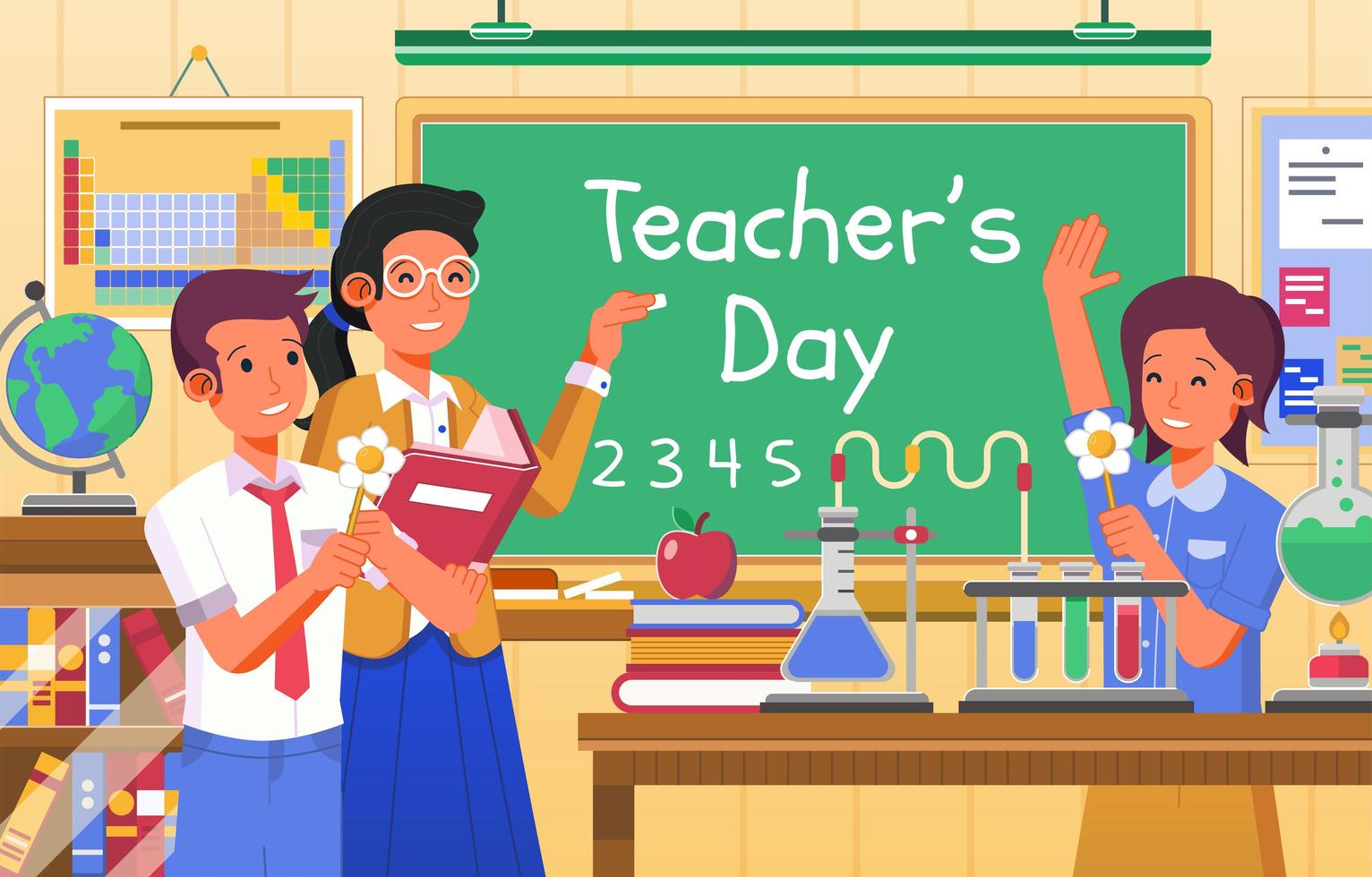 Teacher's Day at Chemical Class Design vector