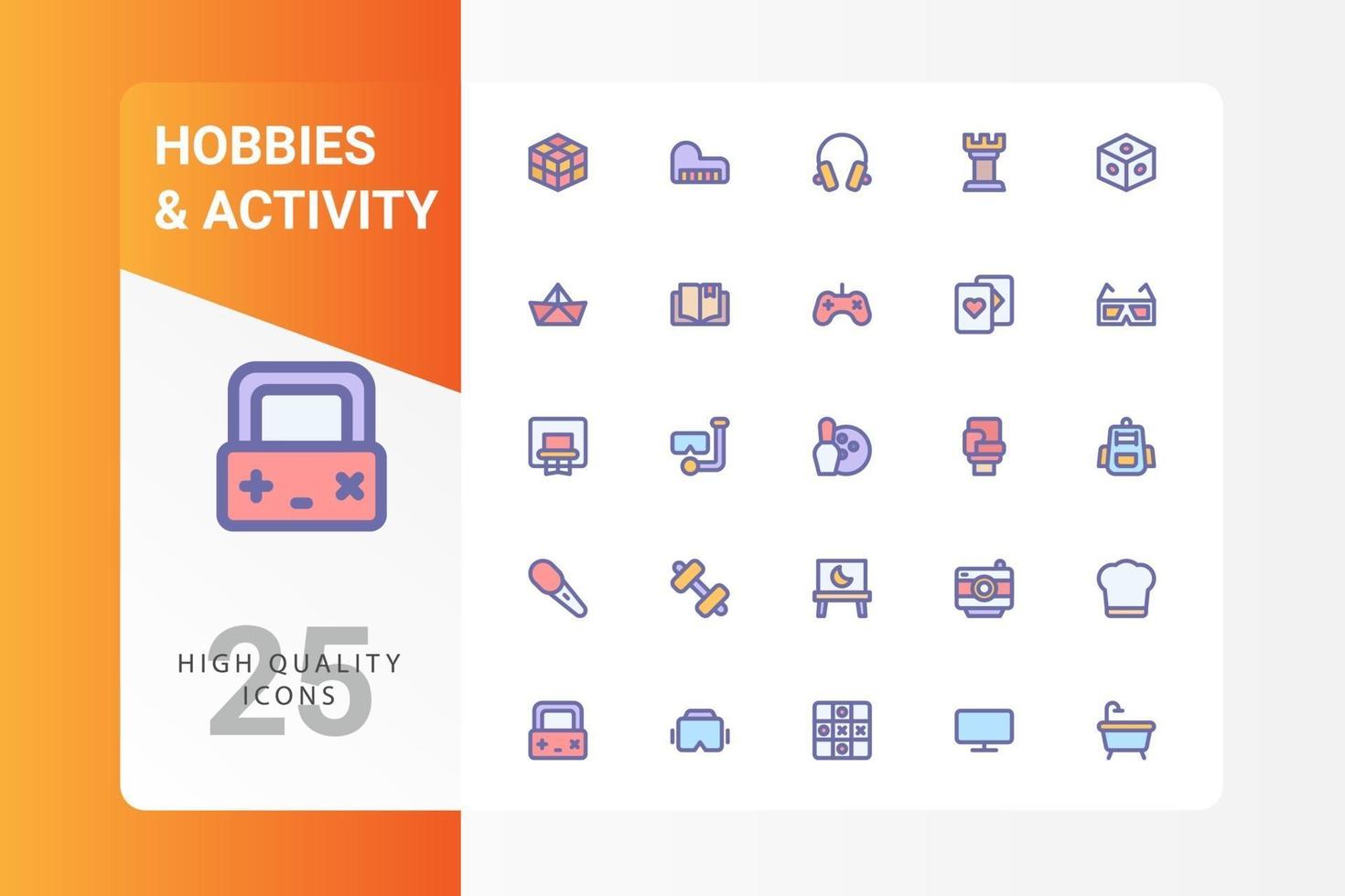 Hobbies And Activity icon pack isolated on white background. for your web site design, logo, app, UI. Vector graphics illustration and editable stroke. EPS 10.