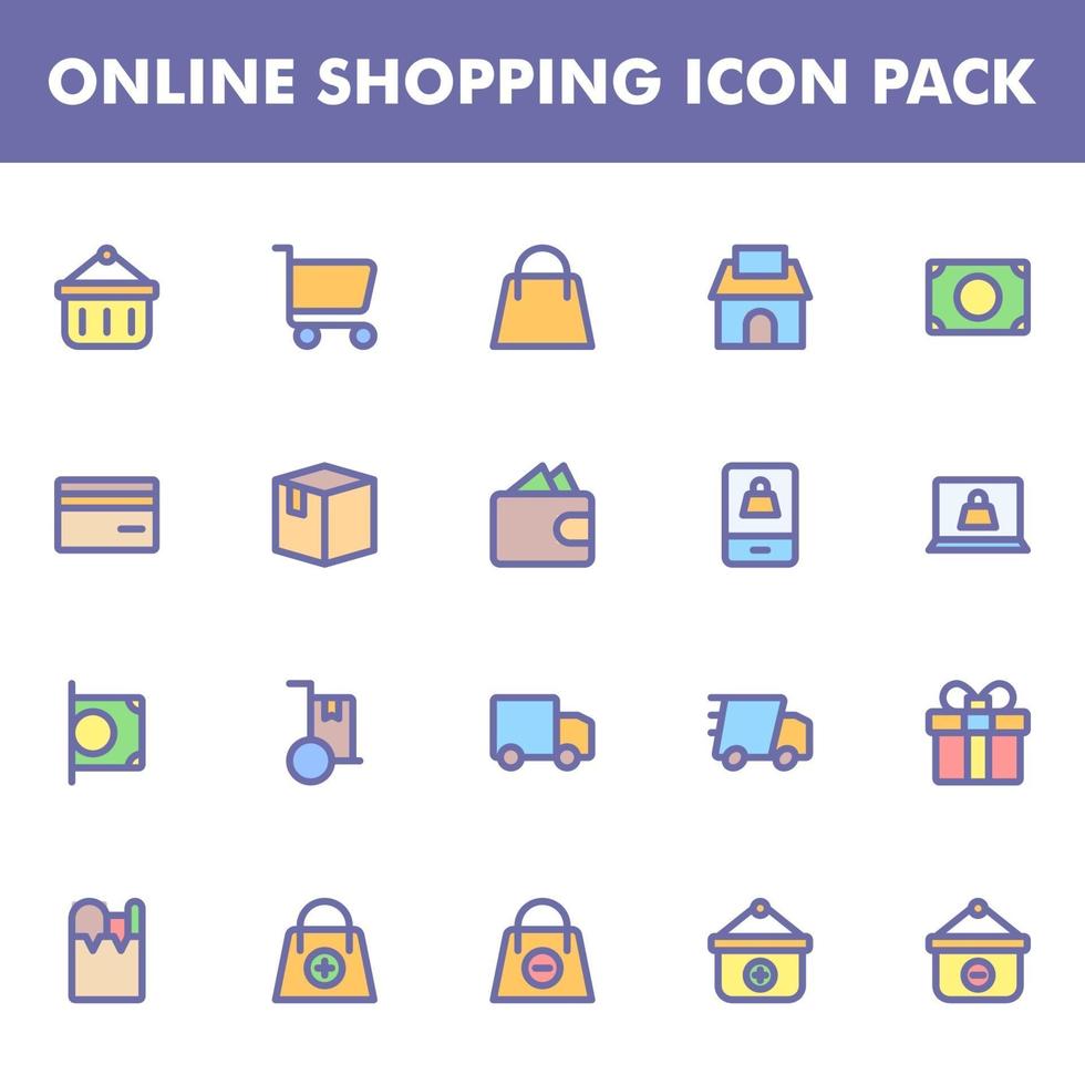 Online shopping icon pack vector