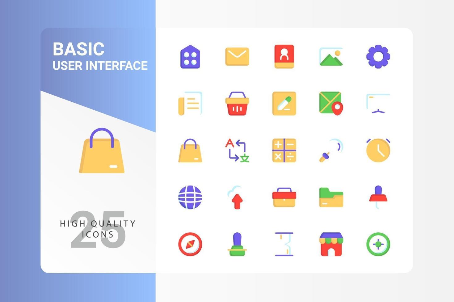 Basic UI icon pack for your web site design, logo, app, UI. Basic UI icon flat design. Vector graphics illustration and editable stroke. EPS 10.