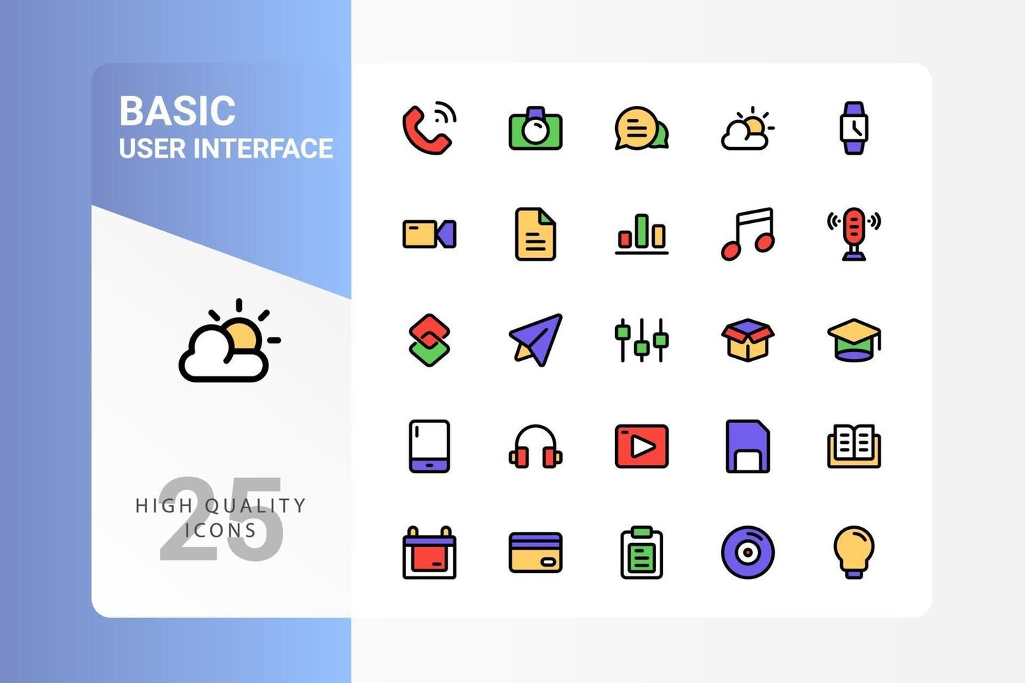 Basic UI icon pack for your web site design, logo, app, UI. Basic UI icon lineal color design. Vector graphics illustration and editable stroke. EPS 10.