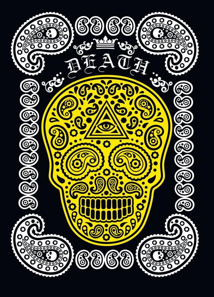 skull and paisley, vintage design t shirts vector