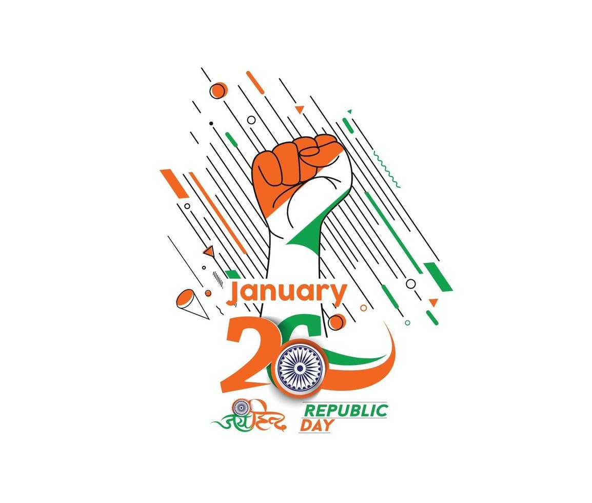 Indian Republic day concept with text 26 January. Abstract Vector illustration Design.