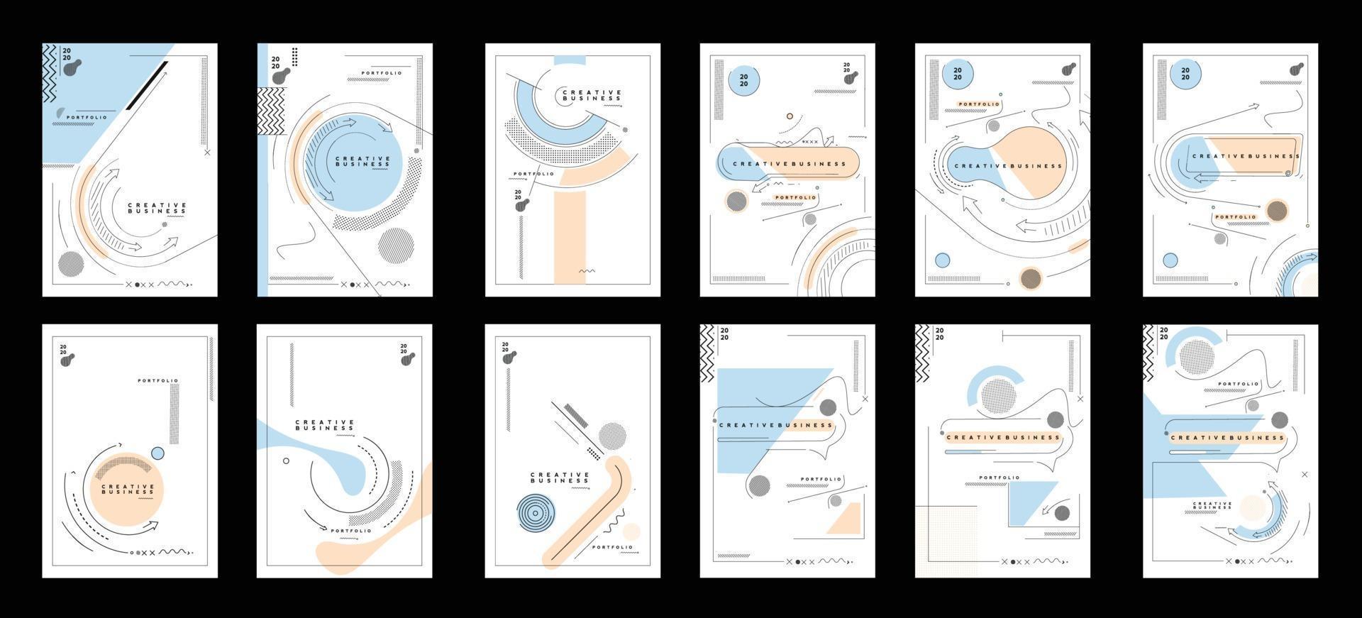 Bundle of Flyer and Poster Cover Design in A4 Size Template Illustration. vector