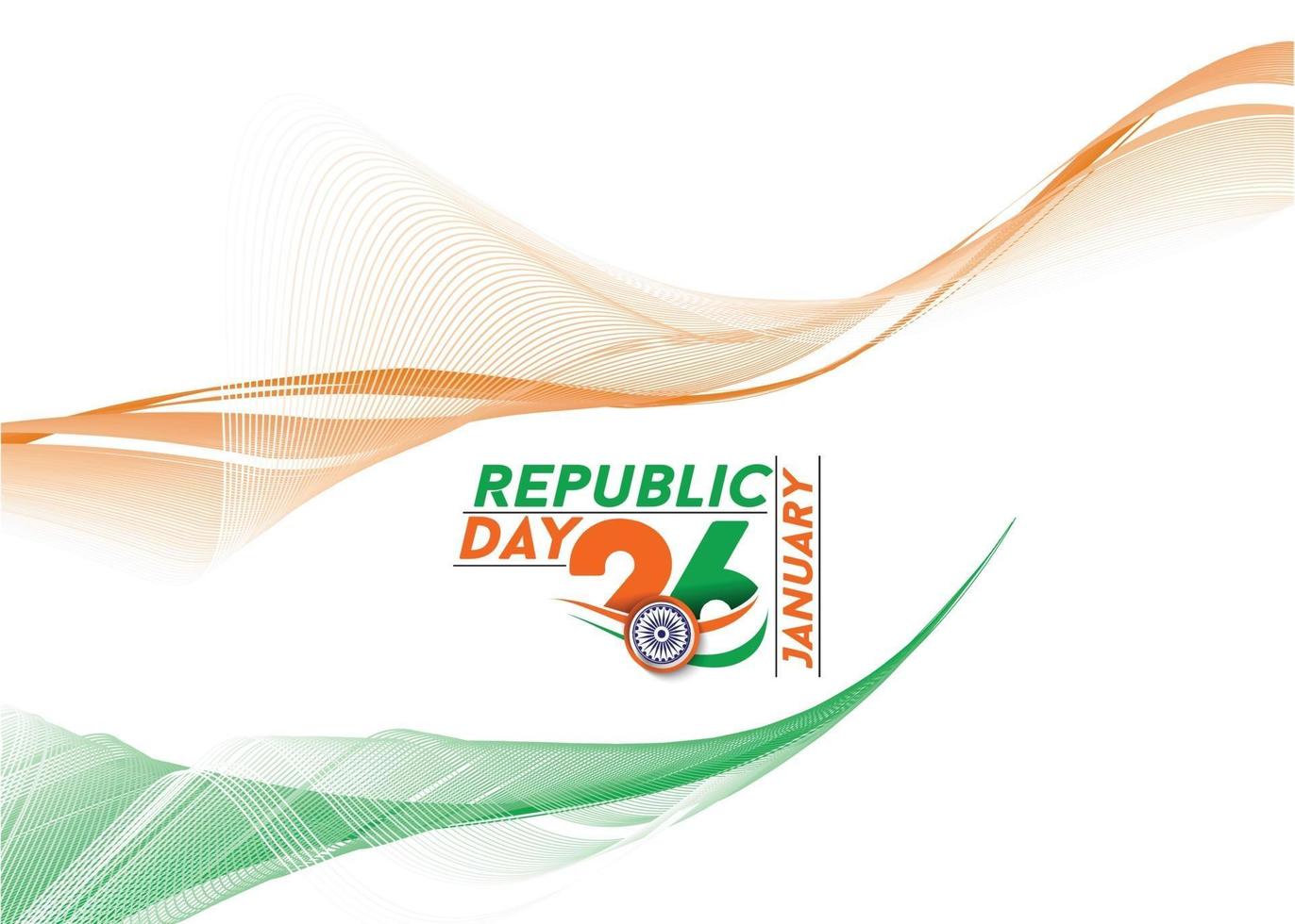 concepto del día de la república india con texto 26 de enero. diseño de ilustración de vector abstracto.