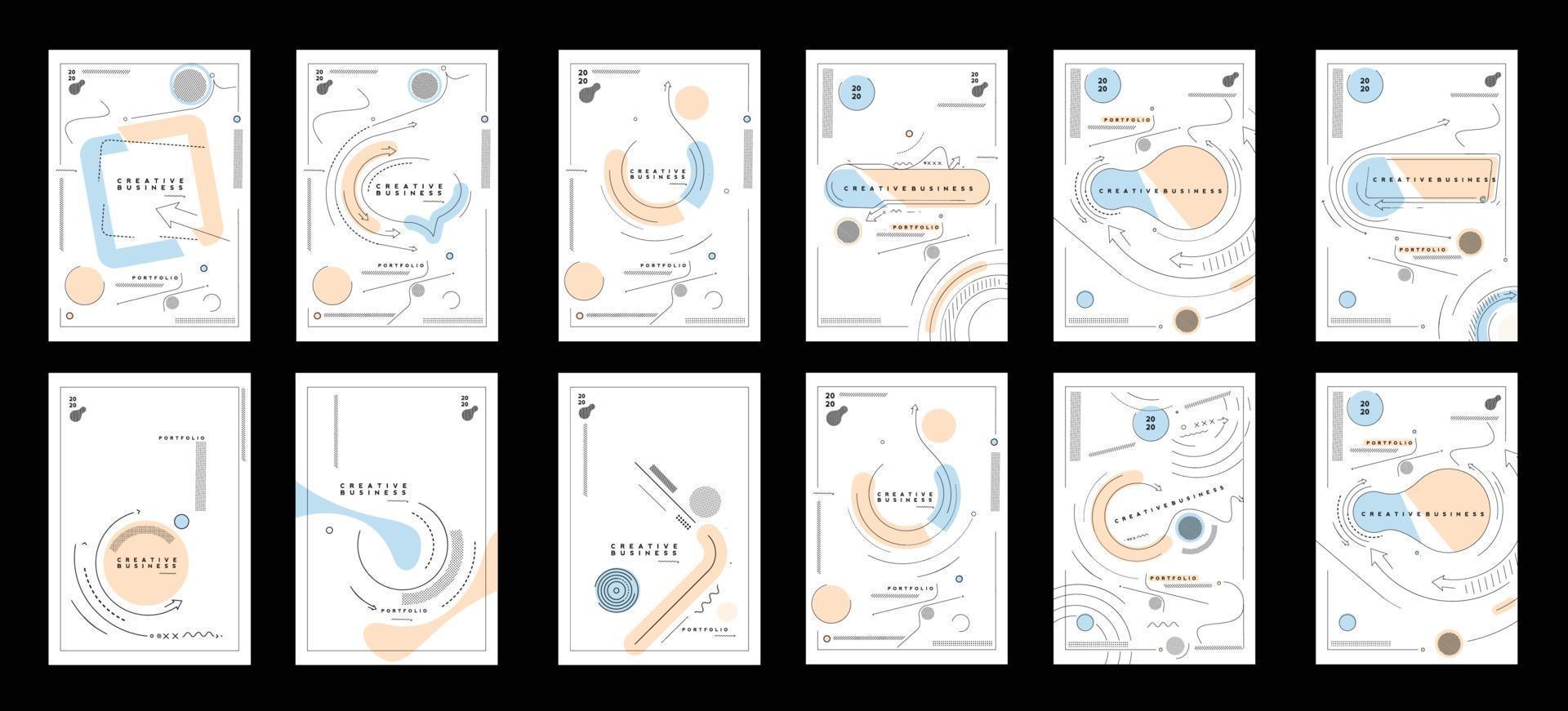 Bundle of Flyer and Poster Cover Design in A4 Size Template Illustration. vector