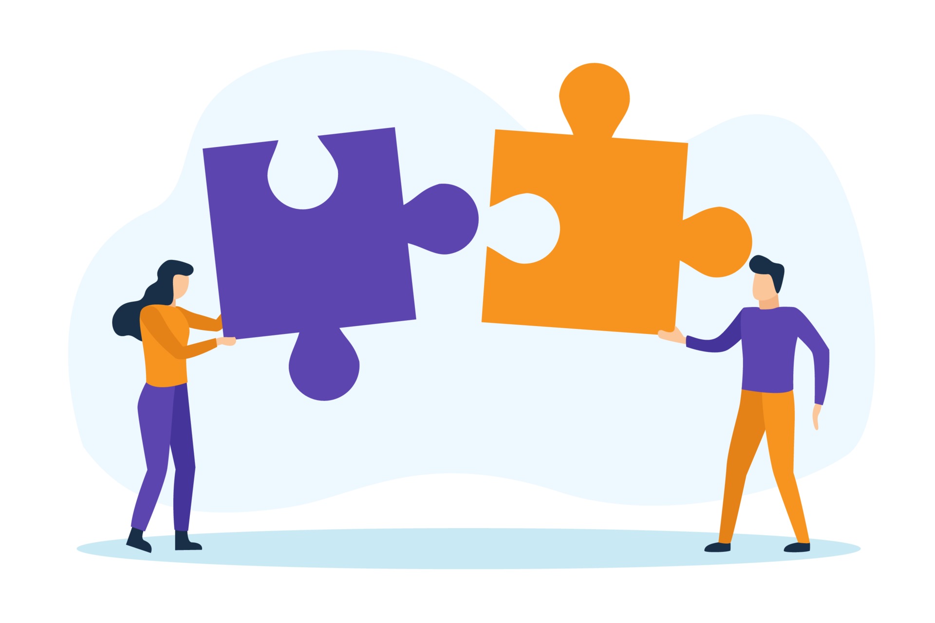 Business people with puzzle pieces 2136378 Vector Art at Vecteezy