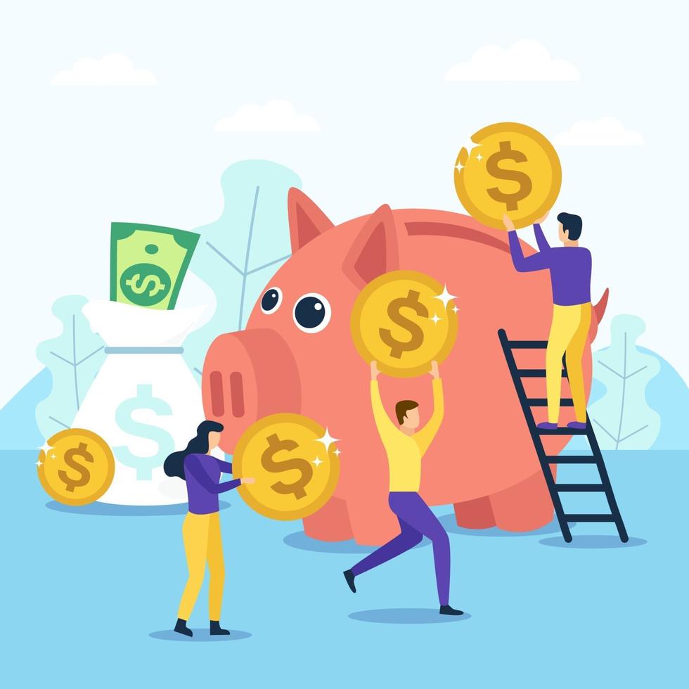 Save money in a piggy bank vector