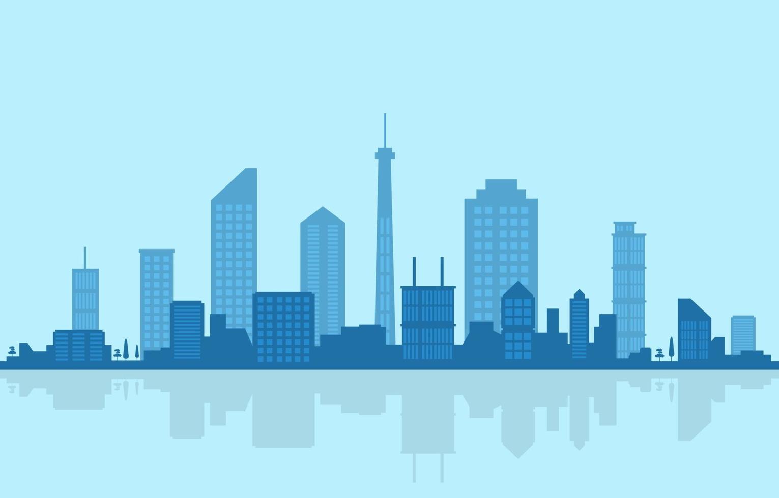 ciudad edificio paisaje urbano horizonte agua reflexión negocio ilustración vector