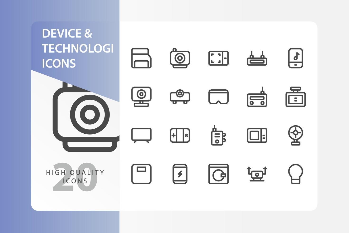 paquete de iconos de dispositivo y tecnología vector