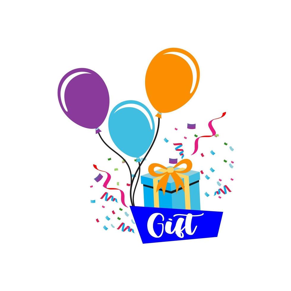 gift box with balloons vector