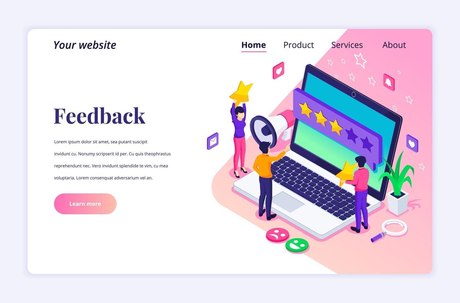 Template-Produk SS Illustration - Landing Page 8 CS A3 Pinks EE vector