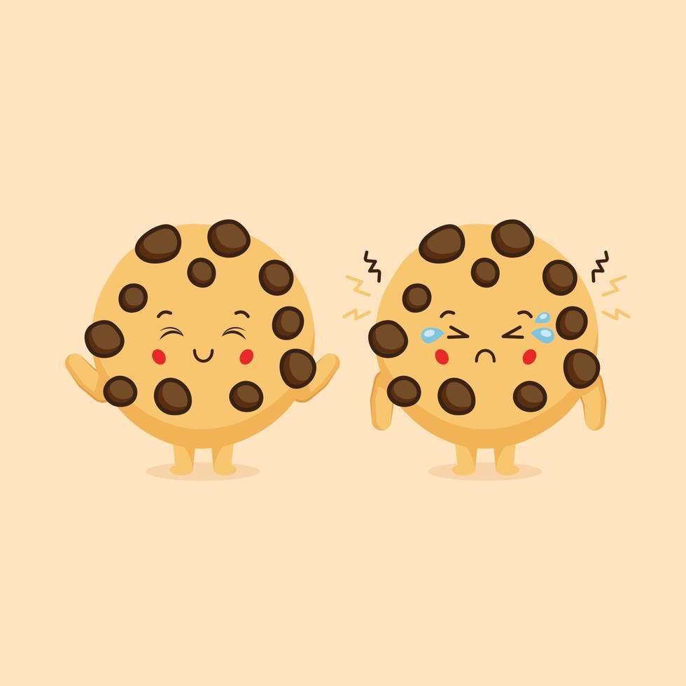 Cute Bisquit Characters Happy and Sad Expression vector