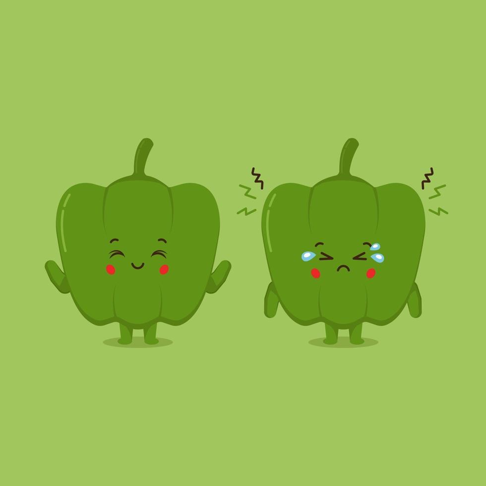 Cute Paprika Characters Smiling and Sad vector