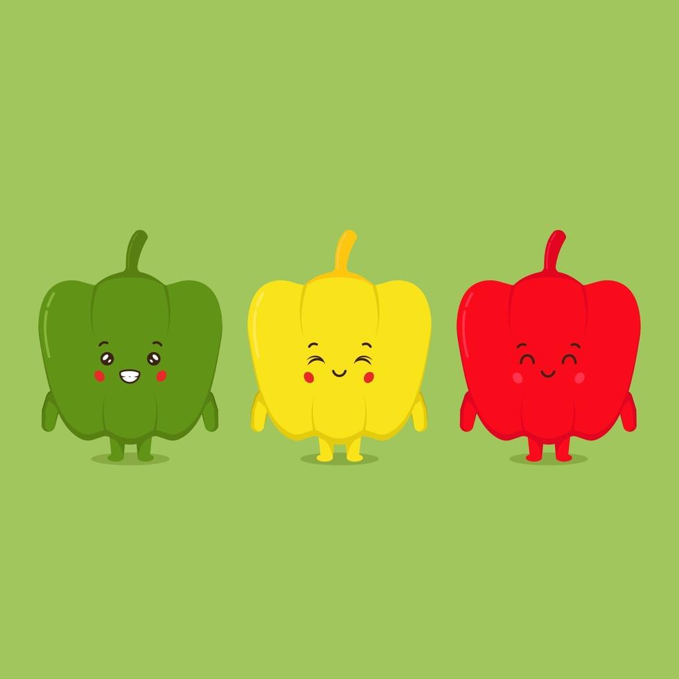 Cute Paprika with Various Color vector