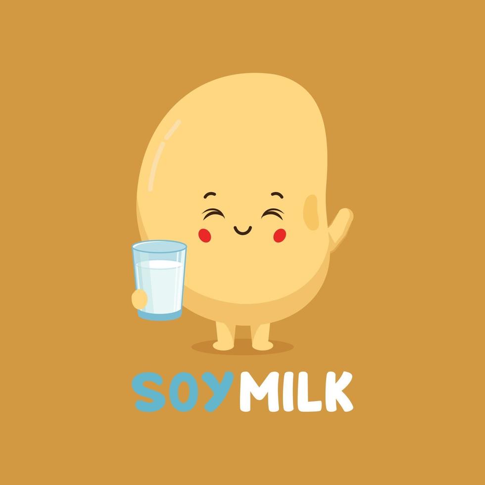 Cute Smiling Plant Based Soy Milk Character vector