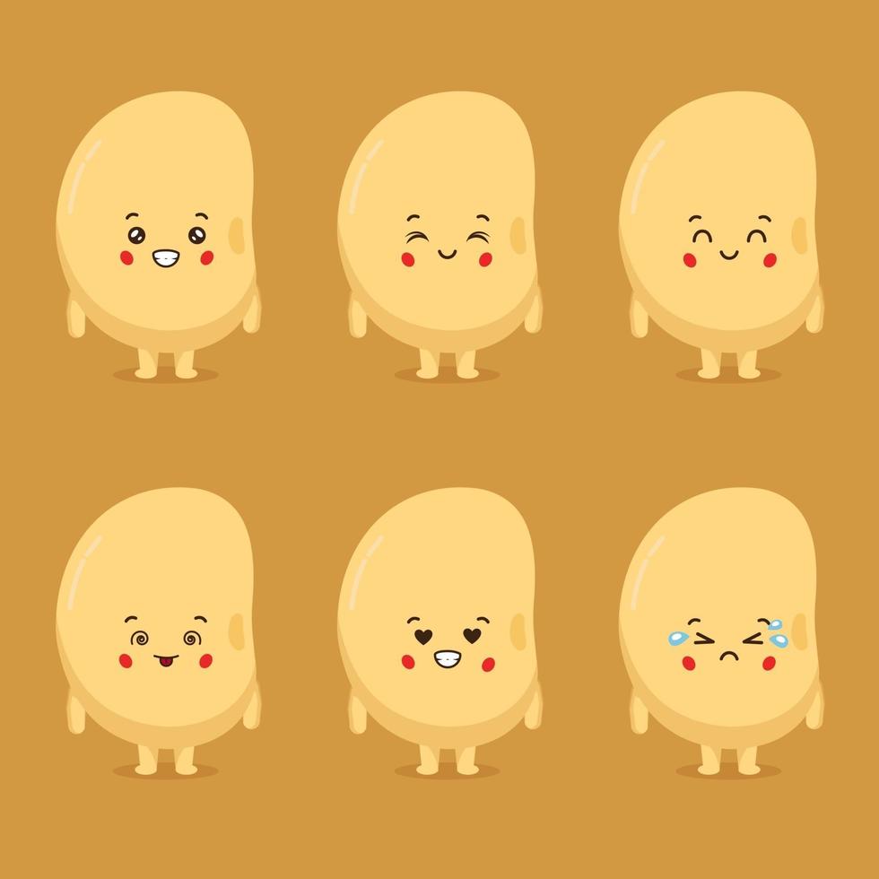 Cute Soy Character with Various Expressions vector
