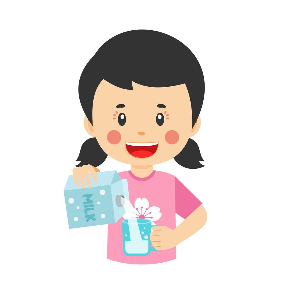 Happy Cute Kid Pour Water Glass vector