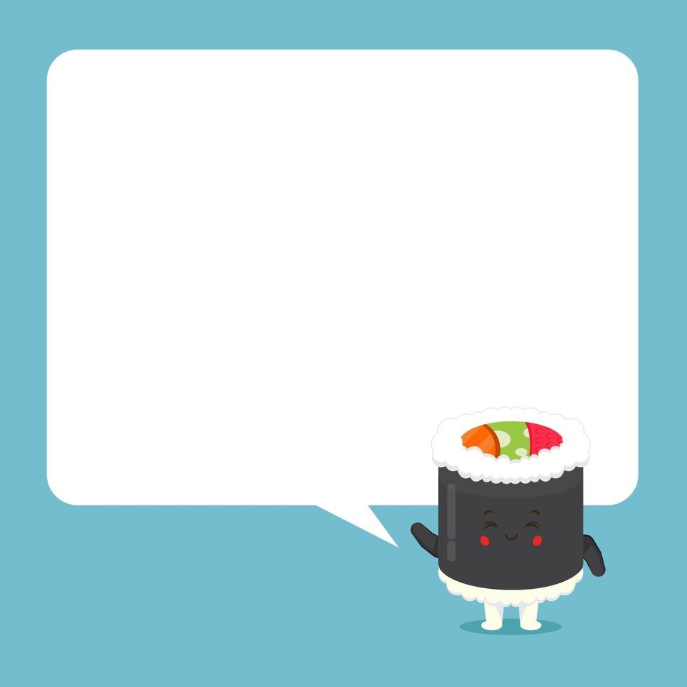 Cute Sushi Roll with Speech Bubbles vector