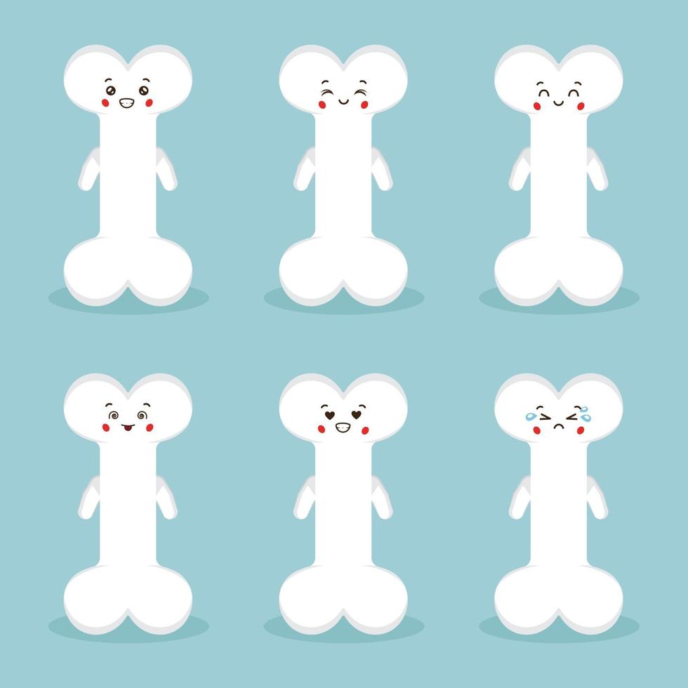 Cute Bone Character with Expressions vector