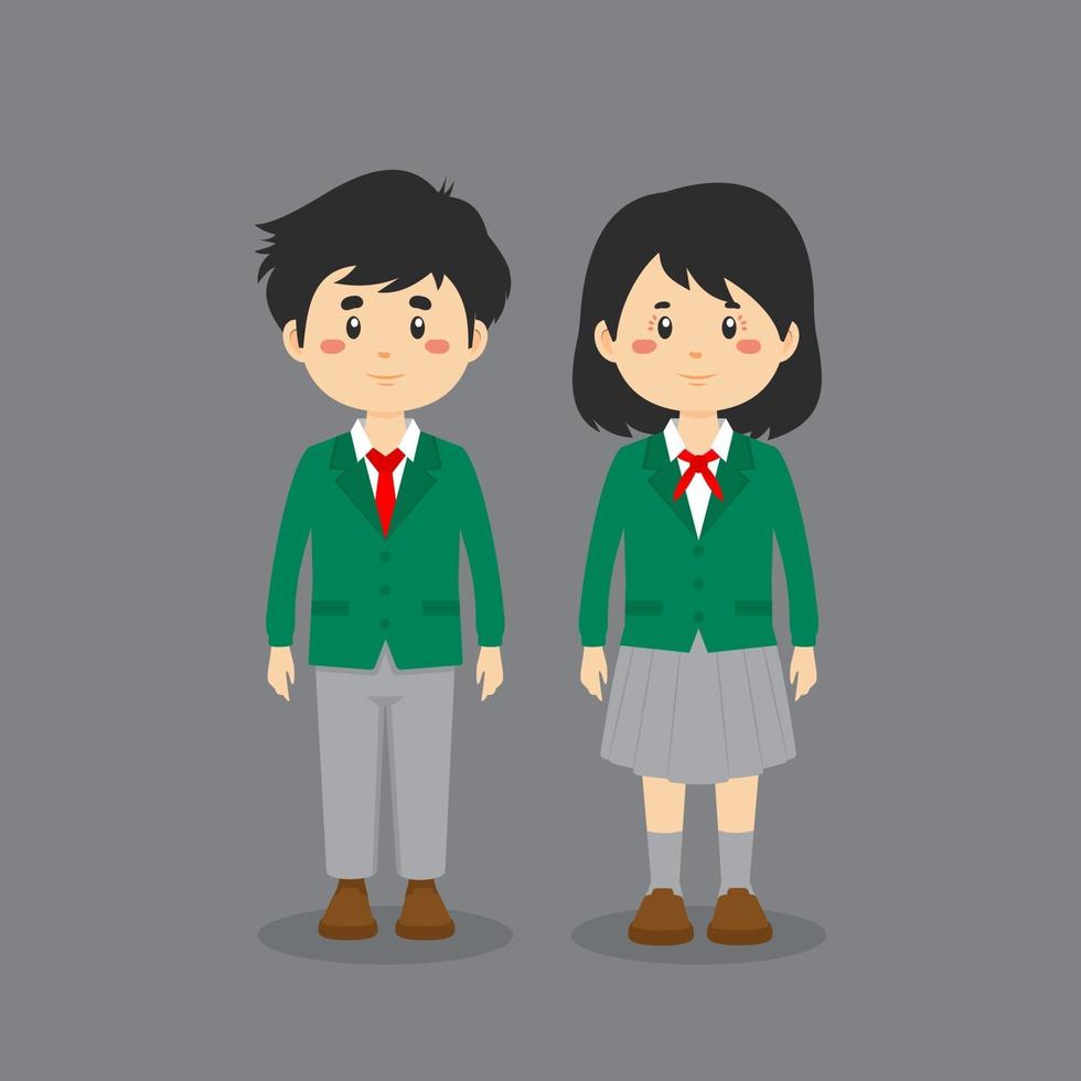 Cute Character Wearing Japanese High School Uniform vector