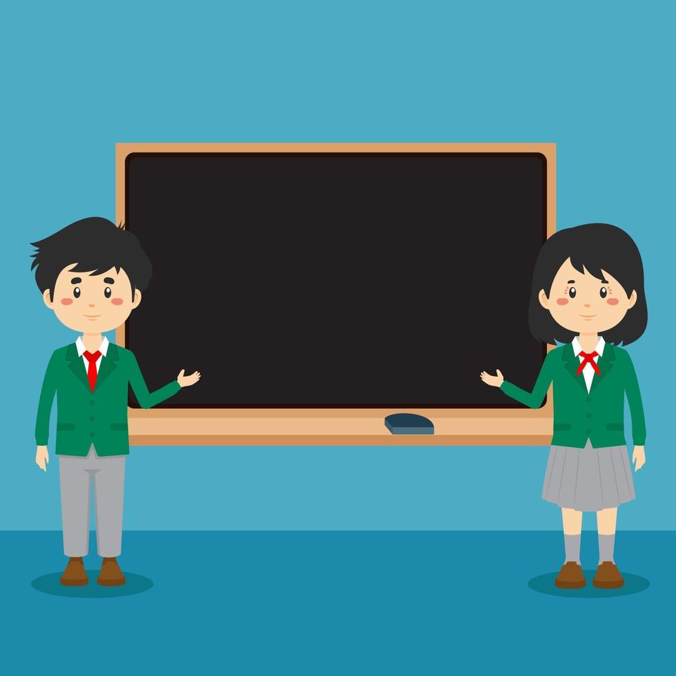 Cute Japanese High School with Board vector