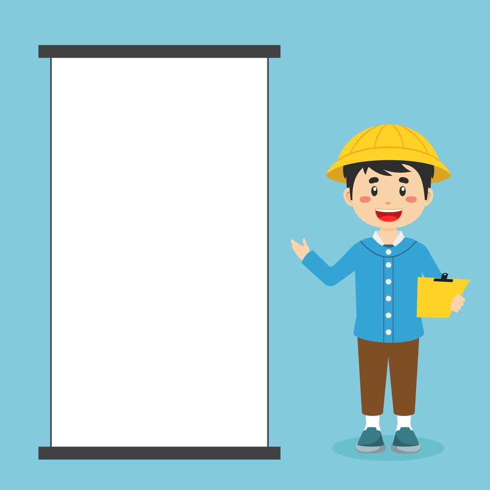 Student Character with Blank Board vector