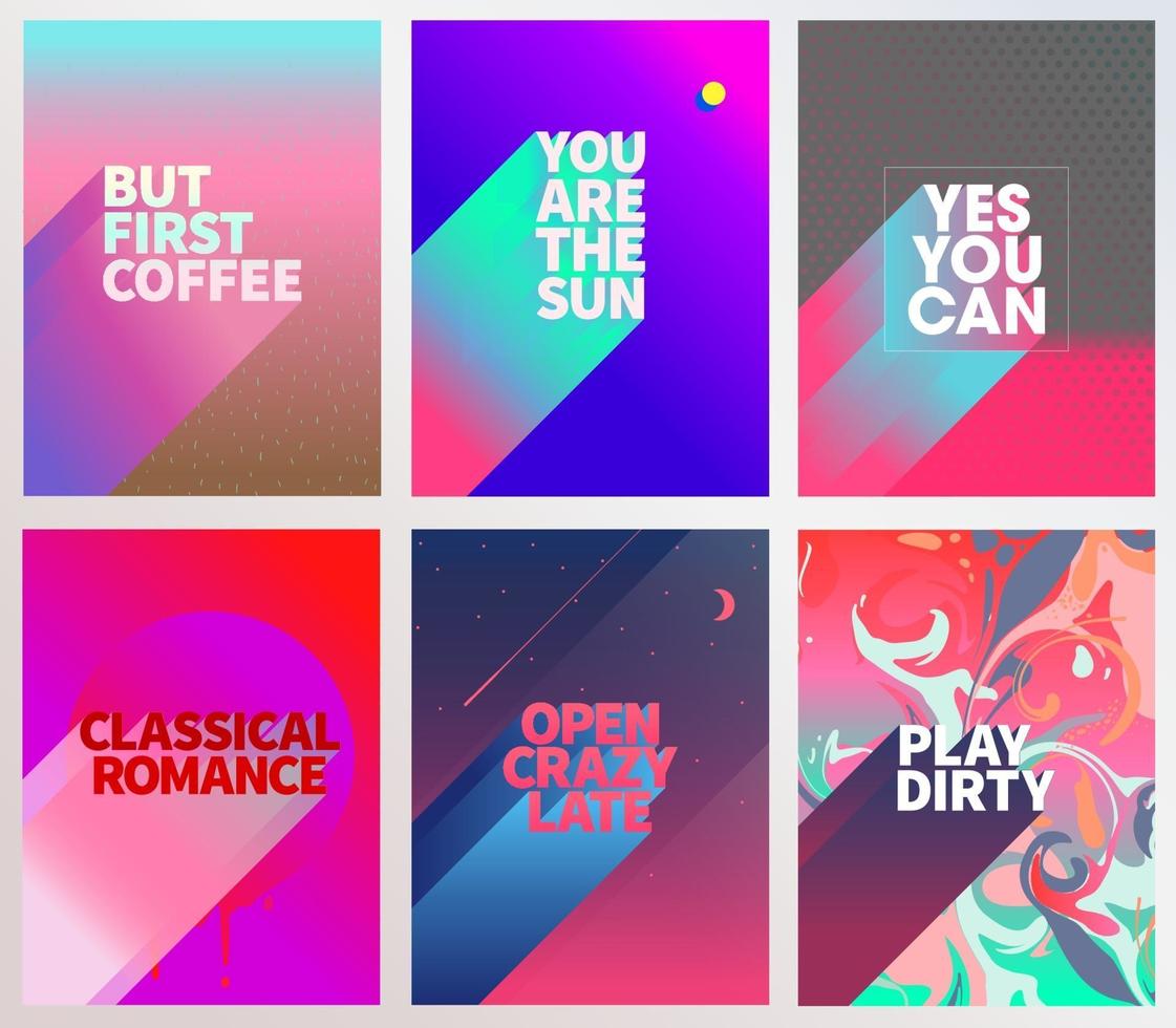 Cool phrase card poster set vector