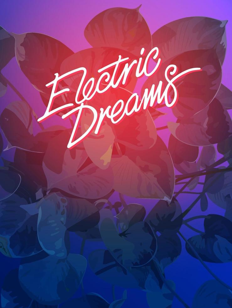 Araceae leaf tropic electric dream background vector