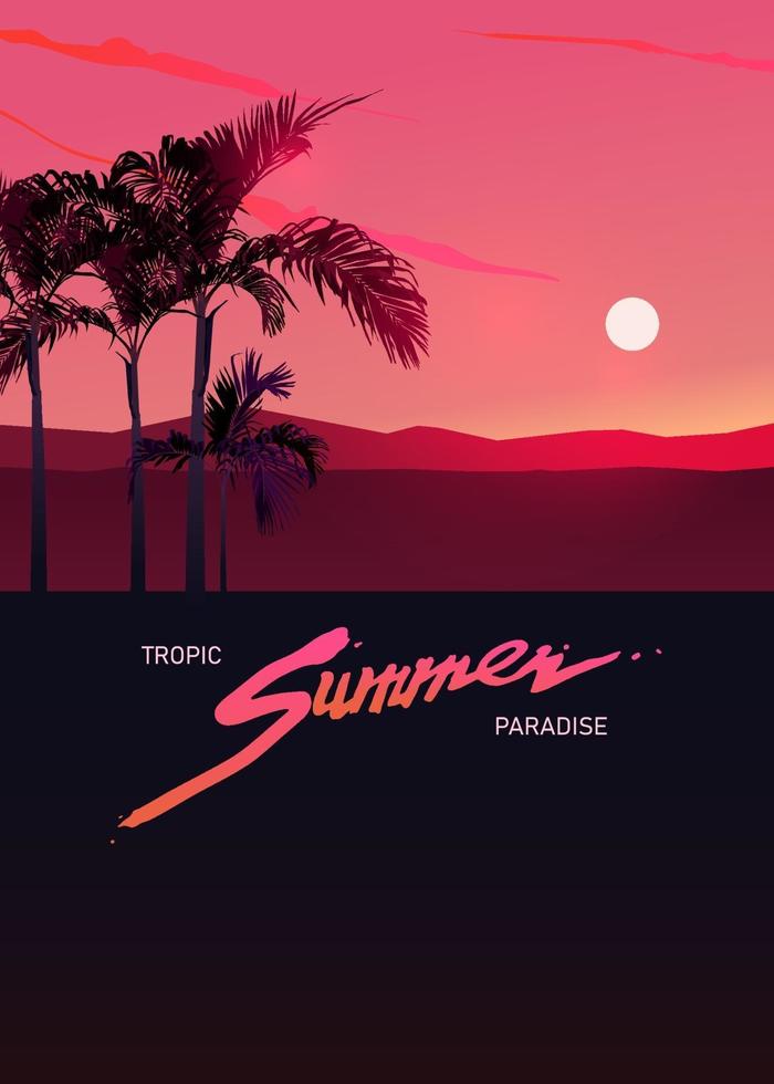 Tropic summer paradise graphic template with space for text vector