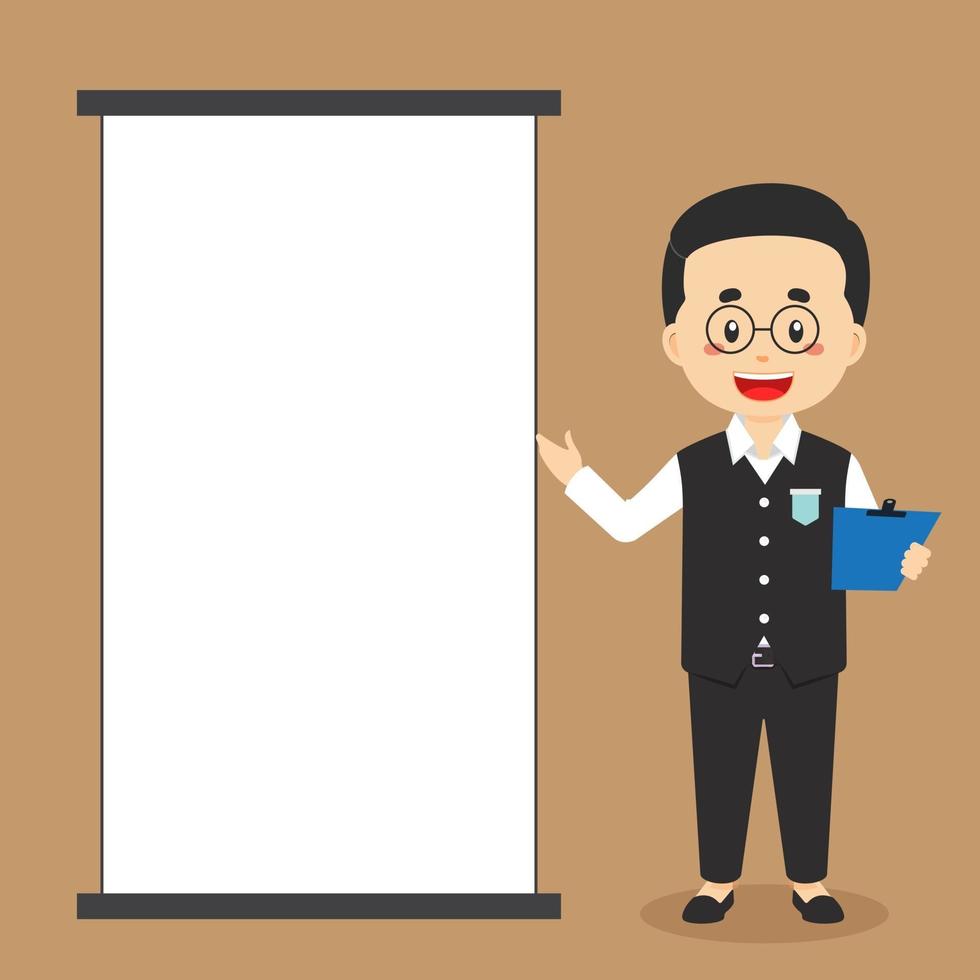 Teacher Character with Blank Board vector