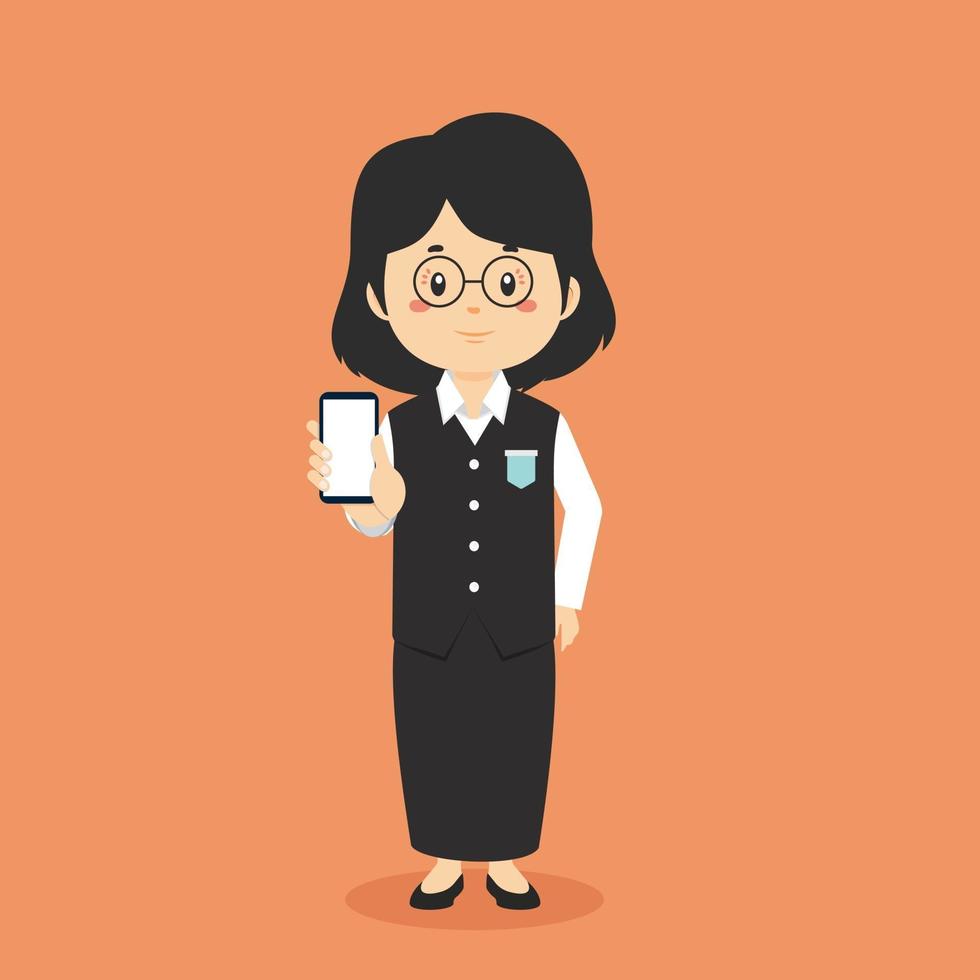 Teacher Character Hold The Phone vector