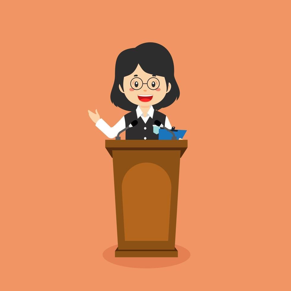 Teacher Character Speak On The Podium vector