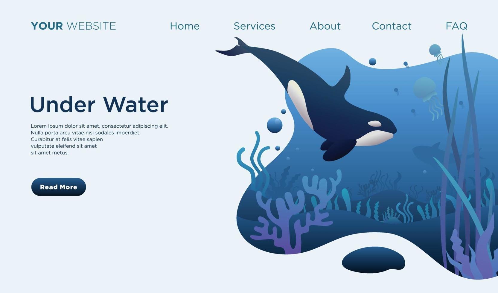 under water world landing page vector